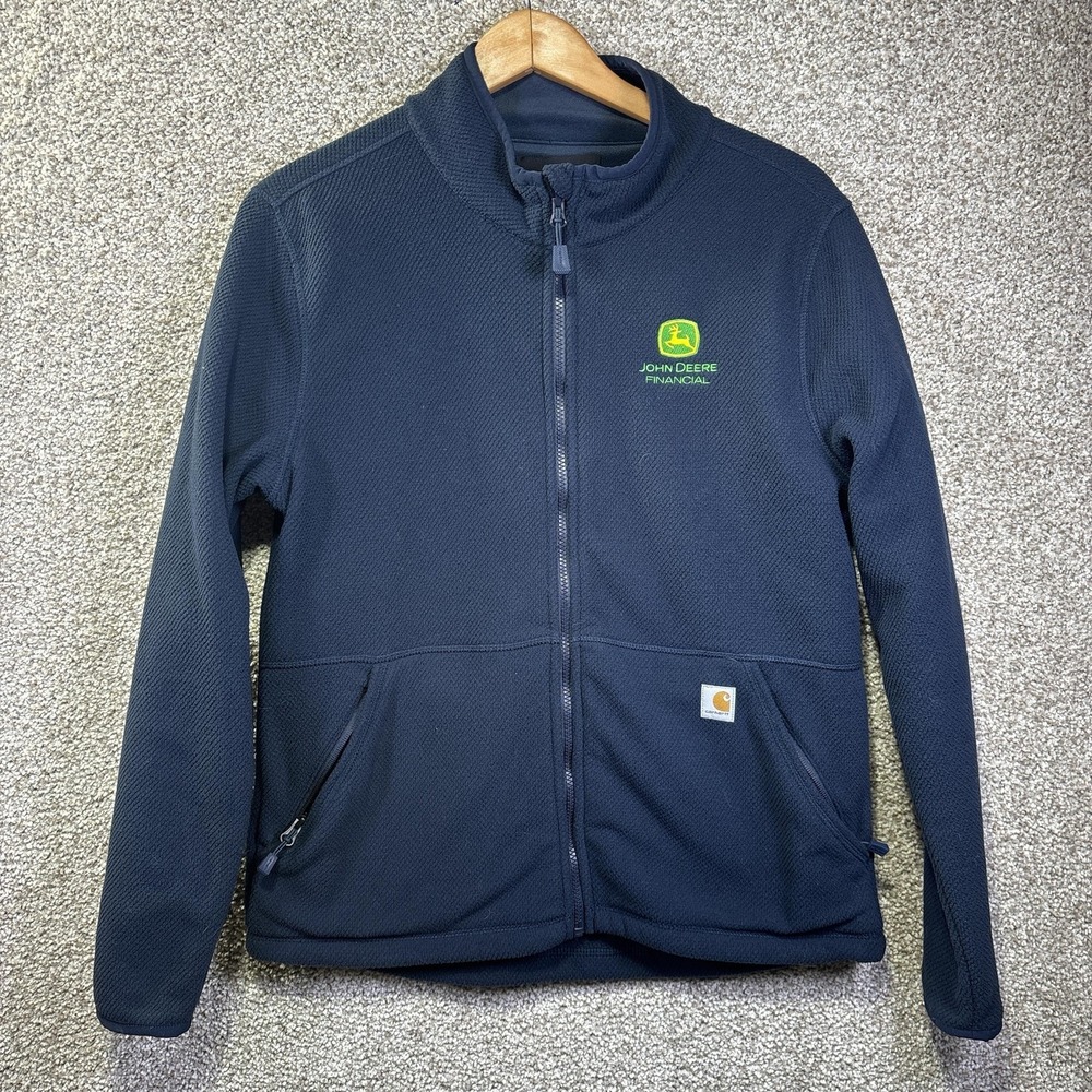 Carhartt Jacket Womens Small‎ Blue Fleece Full Zip John Deere Logo Outdoor